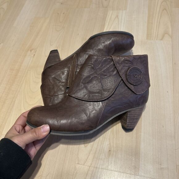 Spring Step Dark Brown Ankle Heeled Bootie Size 37 - Picture 2 of 7
